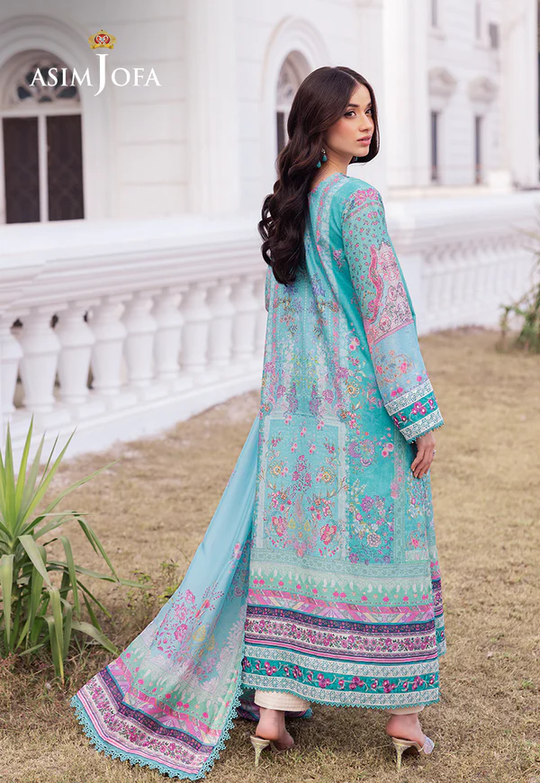 AJRS-04 DIGITALLY PRINTED EMBROIDERED RAW SILK 3 PCS - Image 2