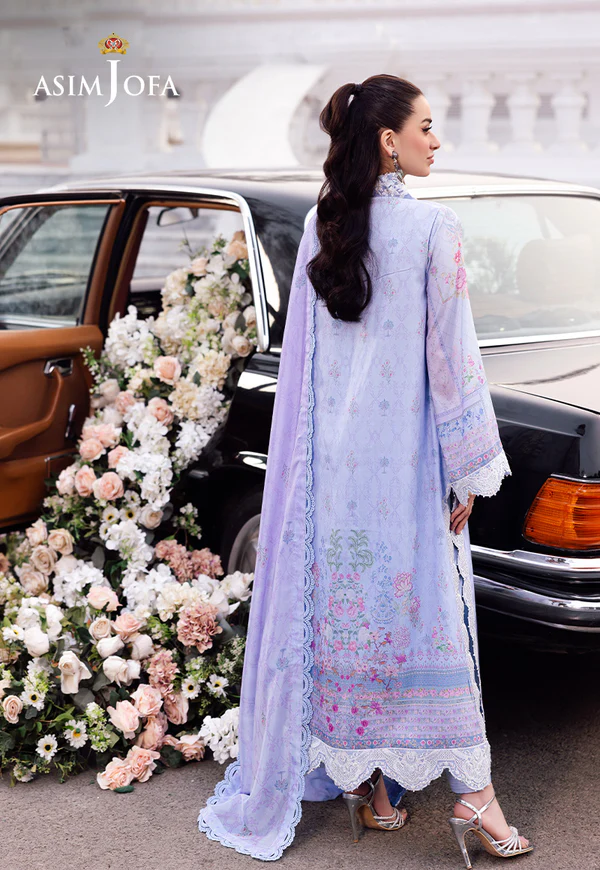 AJRS-08 DIGITALLY PRINTED EMBROIDERED RAW SILK 3 PCS - Image 2